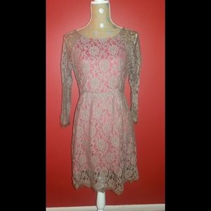 Flying Tomato Long Sleeve Lace Midi Dress